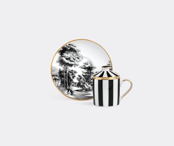 Simone Guidarelli Home 'Imperial Garden' lidded espresso cup and saucer, black and white undefined ${masterID}