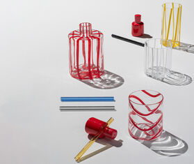 NasonMoretti &#39;Cyrcus&#39; bottle, coral red stripe CORAL NAMO25CYR095RED