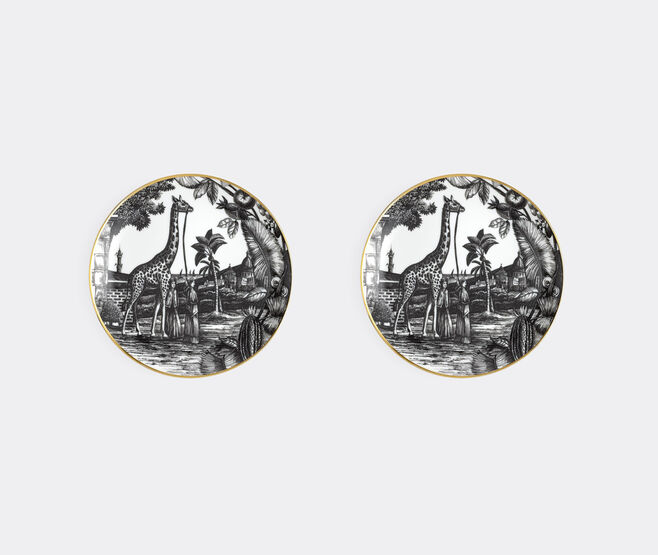 Simone Guidarelli Home 'Sunset Safari' bread plate, set of two, black and white MULTICOLOUR SIMO26SOU785MUL
