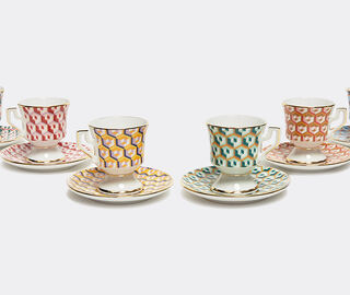 La DoubleJ 'Cubi Mix' espresso cup and saucer, set of six MULTICOLOUR LADJ22ESP341MUL