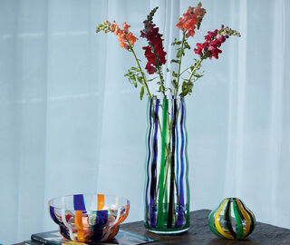 LSA International 'Folk' vase, black, blue and green MULTICOLOUR LSAI23FOL938MUL