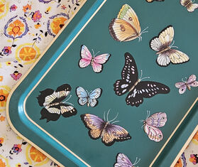 Les-Ottomans &#39;Butterflies&#39; tray, multicolor MULTICOLOUR OTTO25BUT312GRN