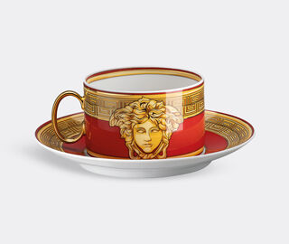 Rosenthal 'Medusa Amplified' teacup and saucer, golden coin MULTICOLOUR ROSE22MED208GOL