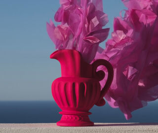 Seletti 'Magna Graecia, Caraffa' terracotta vase, bougainvillea pink PINK SELE26TER404PIN