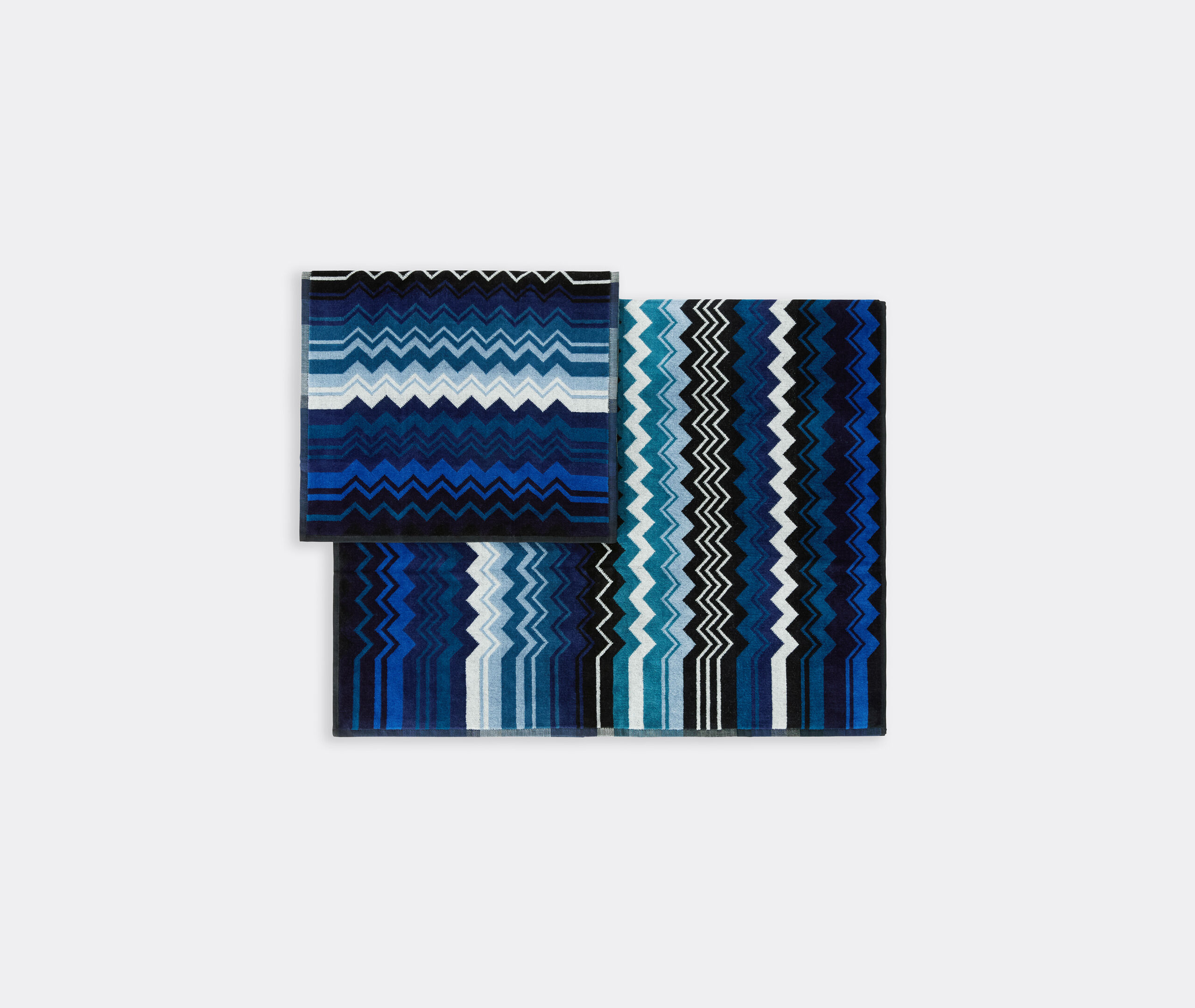 国産　MISSONI  タオルケット ブルー Giacomo' towel, set of two, blue multicolor by Missoni | Bath