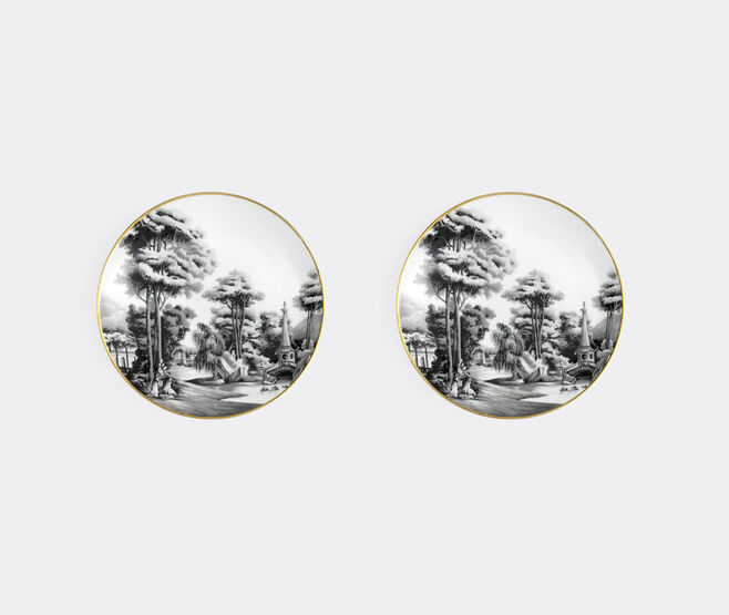Simone Guidarelli Home 'Imperial Garden' bread plate, set of two, black and white MULTICOLOUR SIMO26SOU822MUL