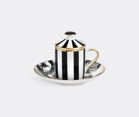 Simone Guidarelli Home 'Secret Garden' lidded espresso cup and saucer, black and white MULTICOLOUR SIMO26SOU952MUL