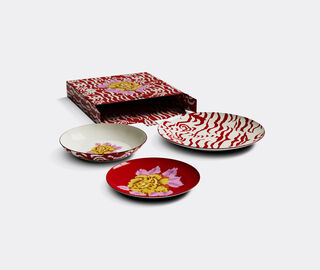 Lisa Corti 'Indian Tiger' plate, set of three, red multicolor RED LICO25SET848RED