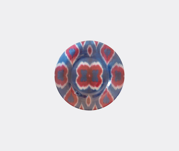 Les-Ottomans 'Ikat' glass plate, red and blue