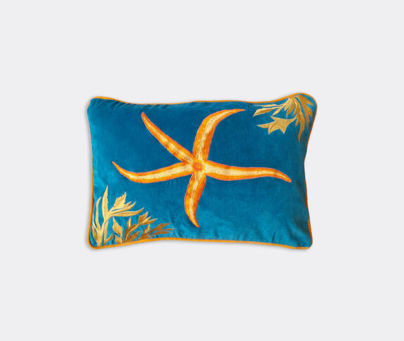 Les-Ottomans Embroidered Cotton Velvet Cushion - Starfish undefined ${masterID} 2
