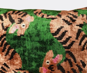 Les-Ottomans Silk velvet cushion, green, gold and black MULTICOLOUR OTTO25SIL206MUL