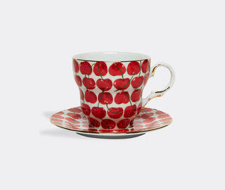 La DoubleJ 'Cherries Avorio Big Mama' cup and saucer IVORY LADJ22BIG727MUL