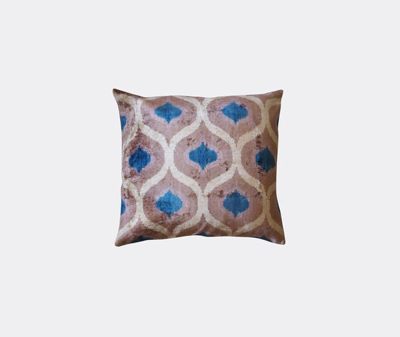 Les-Ottomans Silk velvet cushion, taupe, beige and blue Multicolor ${masterID}