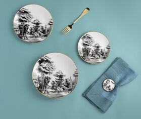 Simone Guidarelli Home 'Imperial Garden' bread plate, set of two, black and white MULTICOLOUR SIMO26SOU822MUL