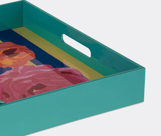 Lisa Corti 'Nizam Stripes' tray, natural and blue MULTICOLOUR LICO26SQU038MUL