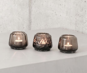 XLBoom &#39;Kuro&#39; assorted tealight holders, set of three, smoky gray GREY XLBO25KUR107GRY