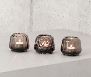 XLBoom 'Kuro' assorted tealight holders, set of three, smoky gray GREY XLBO25KUR107GRY