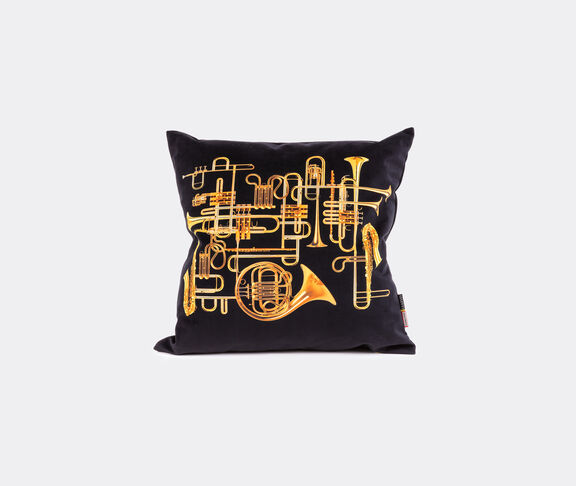 Seletti Polyester Cushion With Plume Padding "Toiletpaper" Cm.50X50 - Trumpets BLACK/GOLD ${masterID} 2