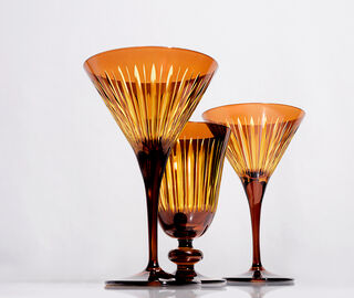 L'Objet 'Prism' martini glass, set of four, amber AMBER LOBJ24PRI075AMB