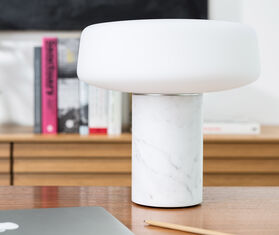 Case Furniture 'Solid Table Light', Carrara marble, large, UK plug MULTICOLOUR CAFU20SOL426WHI