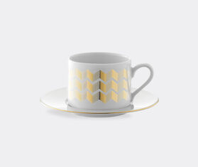 LSA International 'Chevron' teacup and saucer, set of four GOLD LSAI20CHE617GOL