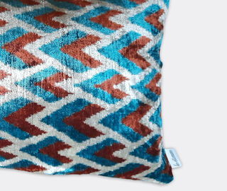 Les-Ottomans Velvet cushion, blue and red MULTICOLOUR OTTO23VEL057MUL
