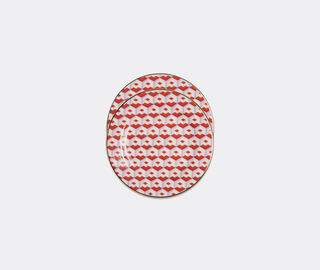 La DoubleJ 'Cubi Rosso' dessert plate, set of two MULTICOLOUR LADJ22DES273MUL