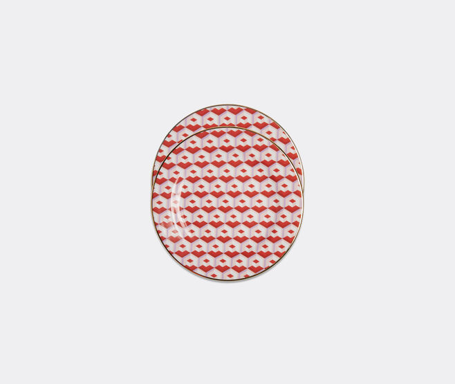 La DoubleJ 'Cubi Rosso' dessert plate, set of two MULTICOLOUR LADJ22DES273MUL