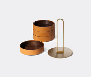 Poltrona Frau 'Zhuang' round stackable case LIGHT BROWN POFR20ZHU638BRW