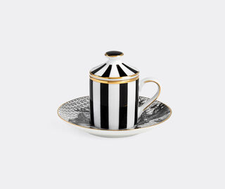 Simone Guidarelli Home 'Oriental Dream' lidded espresso cup and saucer, black and white MULTICOLOUR SIMO26SOU938MUL