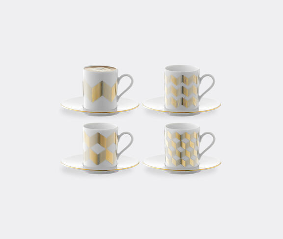 LSA International 'Chevron' coffee cup and saucer, set of four Gold ${masterID}