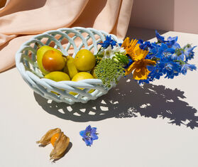 Octaevo &#39;Sicilia&#39; ceramic basket, mint, large LIGHT GREEN OCTA21CER943LGR