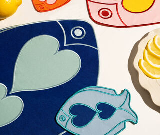 Octaevo 'Fish Splash' placemat, set of two, blue BLUE OCTA25FIS503BLU
