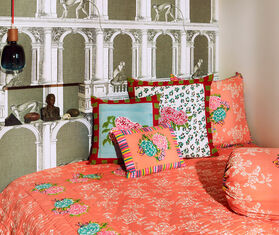 Lisa Corti 'Leopard Stripes' cushion, small, blue multicolor BLUE LICO24PIL262TUR