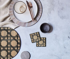 HestiaLiving &#39;Epoch&#39; square coaster, set of four, anthracite GREY HELI25EPO856GRY