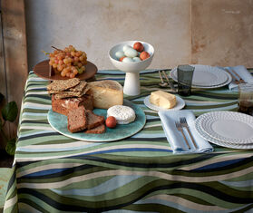 L'Objet 'Linen Sateen Landscape' tablecloth, large, blue and green BLUE LOBJ23LIN443GRN