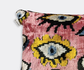 Les-Ottomans Velvet cushion, pink, yellow and blue MULTICOLOUR OTTO22VEL676MUL