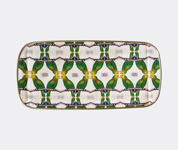 Les-Ottomans Patch NYC rectangular tray, green and white
