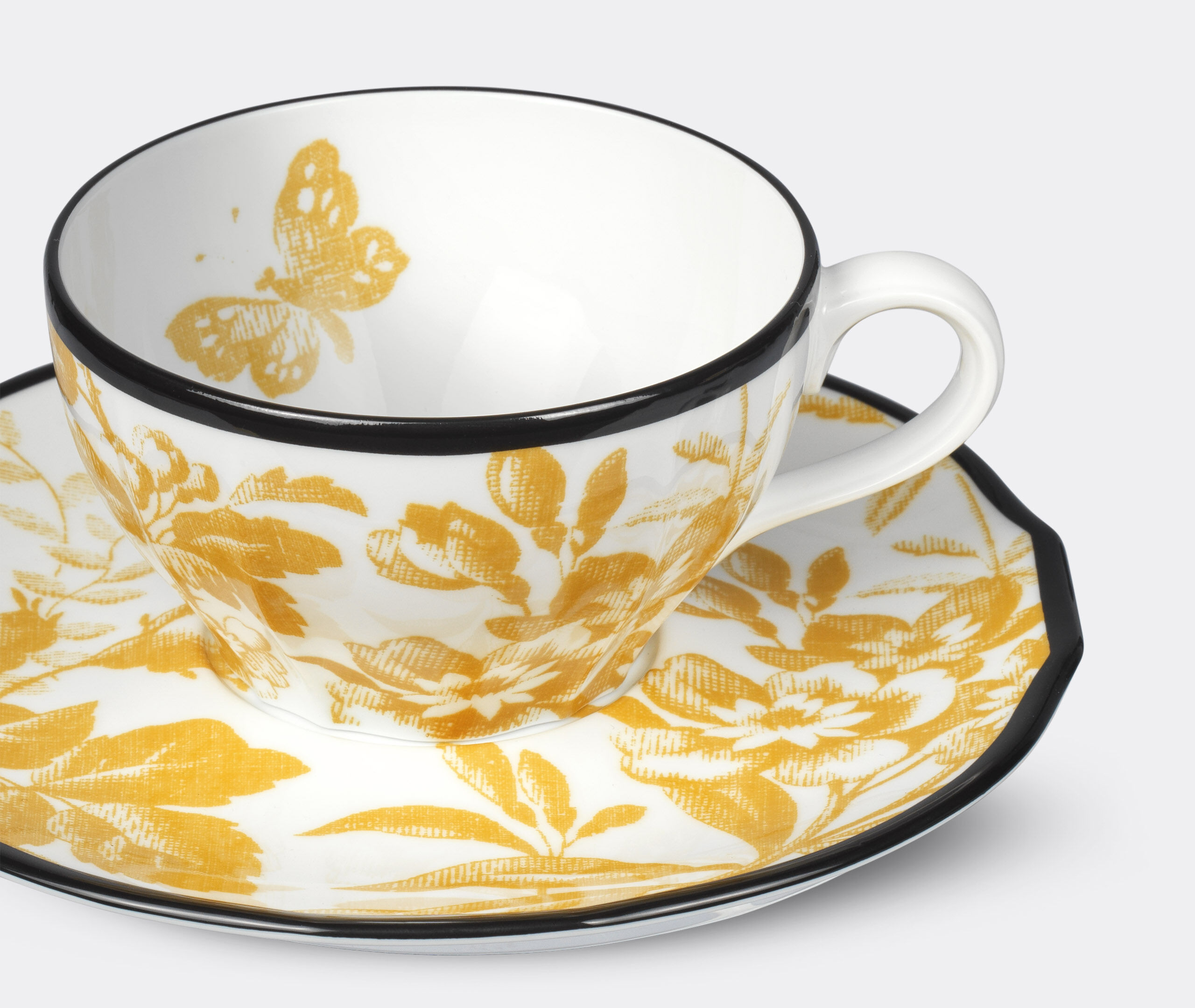 Herbarium' demitasse cup with saucer, set of two, yellow by Gucci