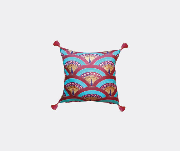 Les-Ottomans Silk cushion, peacock Multicolor ${masterID}