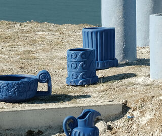 Seletti 'Magna Graecia, Onda' terracotta vase with saucer, cobalt blue BLUE SELE25TER952BLU