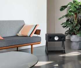 La Boite concept 'Cube' speaker, black and leather MULTICOLOUR BOIT25CUB268MUL