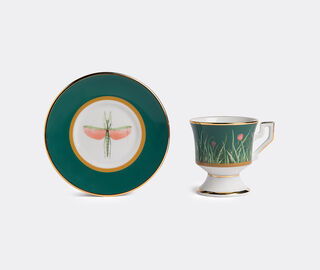 La DoubleJ Espresso cup and saucer, set of two MULTICOLOUR LADJ19ESP886GRN