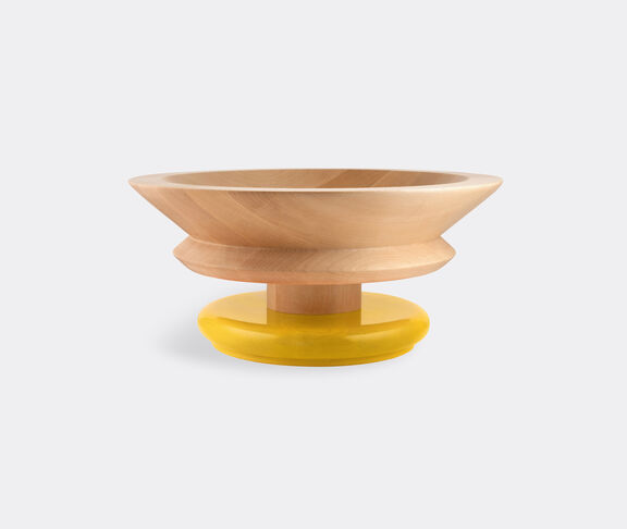 Alessi Centrepiece In Limewood. Coloured Foot, Yellow. Alessi 100 Values Collection. undefined ${masterID} 2