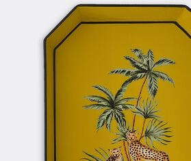 Les-Ottomans 'Fauna' hand painted iron tray, yellow leopard MULTICOLOUR OTTO23FAU149MUL
