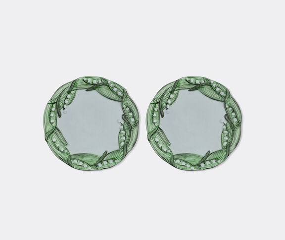 Les-Ottomans 'Lily of the Valley' bread plate, set of two, green and white undefined ${masterID}