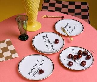 Bitossi Home 'Know What's Sexy? Kindness' side plate, white, black and gold MULTICOLOUR BIHO26PLA164MUL