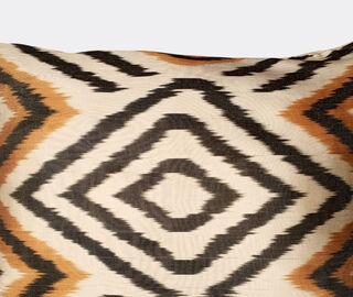 Les-Ottomans Silk Ikat cushion, brown, white and gold MULTICOLOUR OTTO25SIL268MUL
