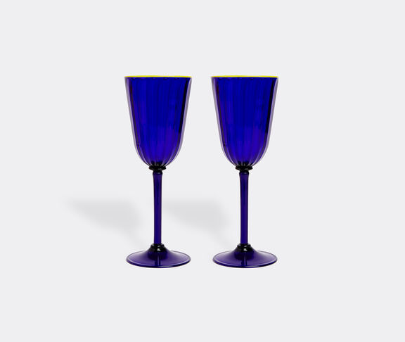 La DoubleJ 'Rainbow' wine glass, set of two, blue undefined ${masterID}