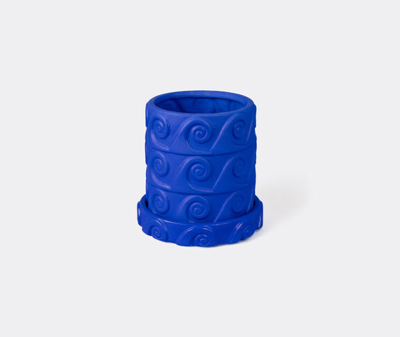 Seletti 'Magna Graecia, Onda' terracotta vase with saucer, cobalt blue undefined ${masterID}